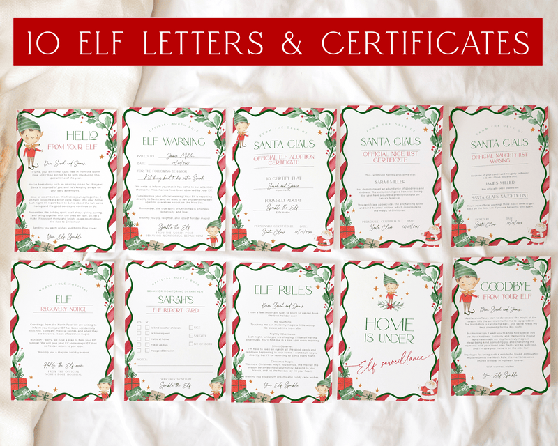 Red Christmas Elf Letter Bundle