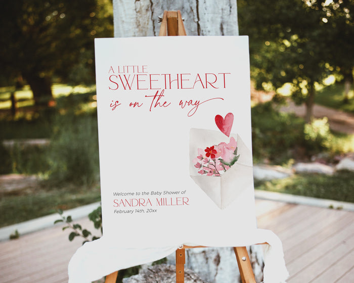 Floral Valentines Baby Shower Welcome Sign