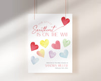 Retro Hearts Valentines Baby Shower Welcome Sign