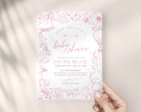 Pink Toile de Jouy Baby Shower Invitation