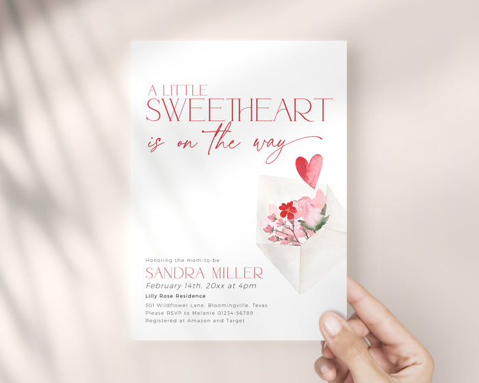 Floral Valentines Baby Shower Invitation