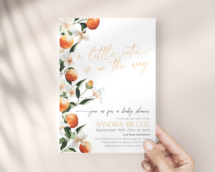 A Little Cutie is on the Way Baby Shower Invitation