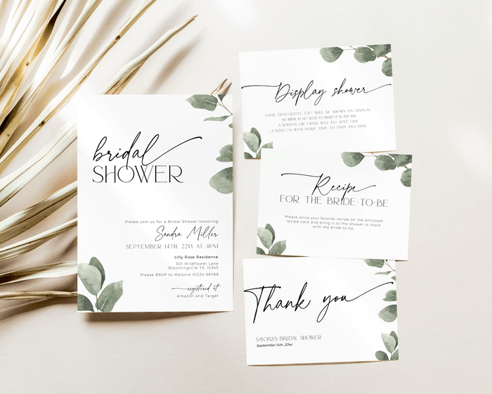 Eucalyptus Bridal Shower Invitation Bundle