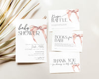 Pink Bow Baby Shower Invitation Bundle