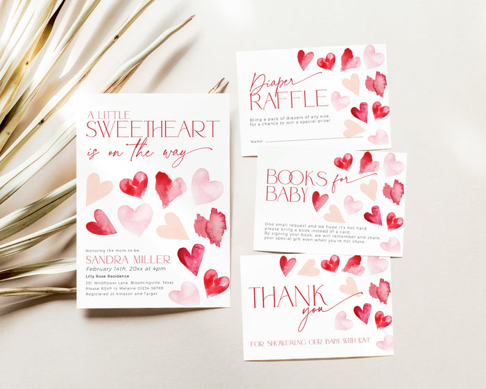 Pink Valentines Baby Shower Invitation Bundle