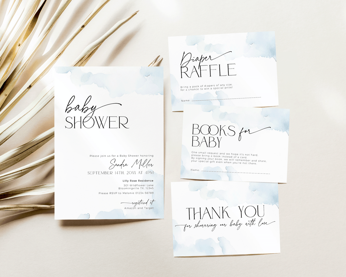 On Cloud Nine Baby Shower Invitation Bundle