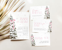 Pink Bow Christmas Baby Shower Invitation Bundle