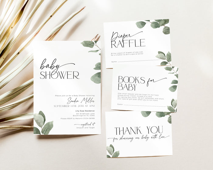 Eucalyptus Baby Shower Invitation Bundle