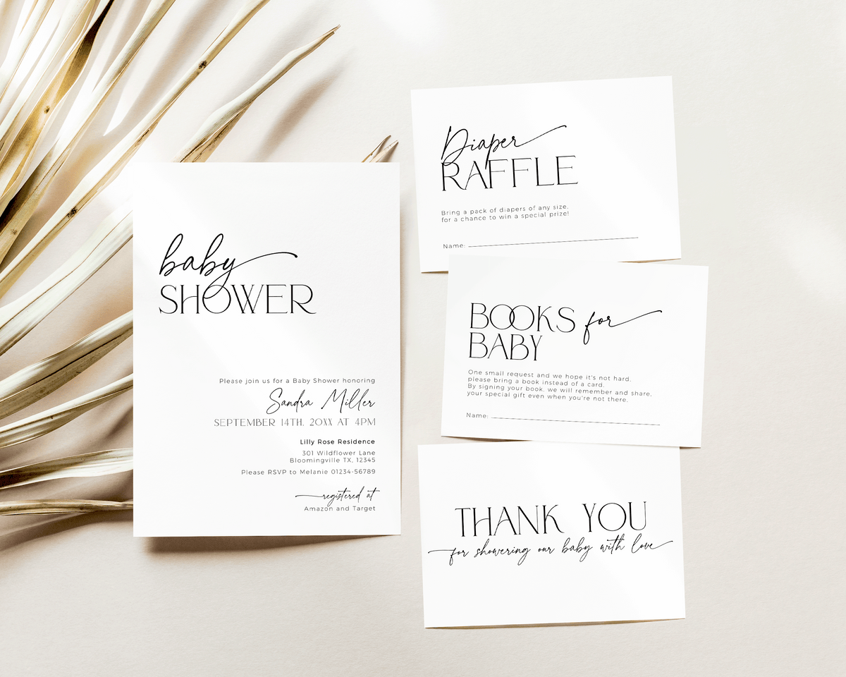 Minimalistic Baby Shower Invitation Bundle