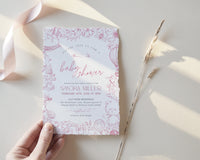 Pink Toile de Jouy Baby Shower Invitation