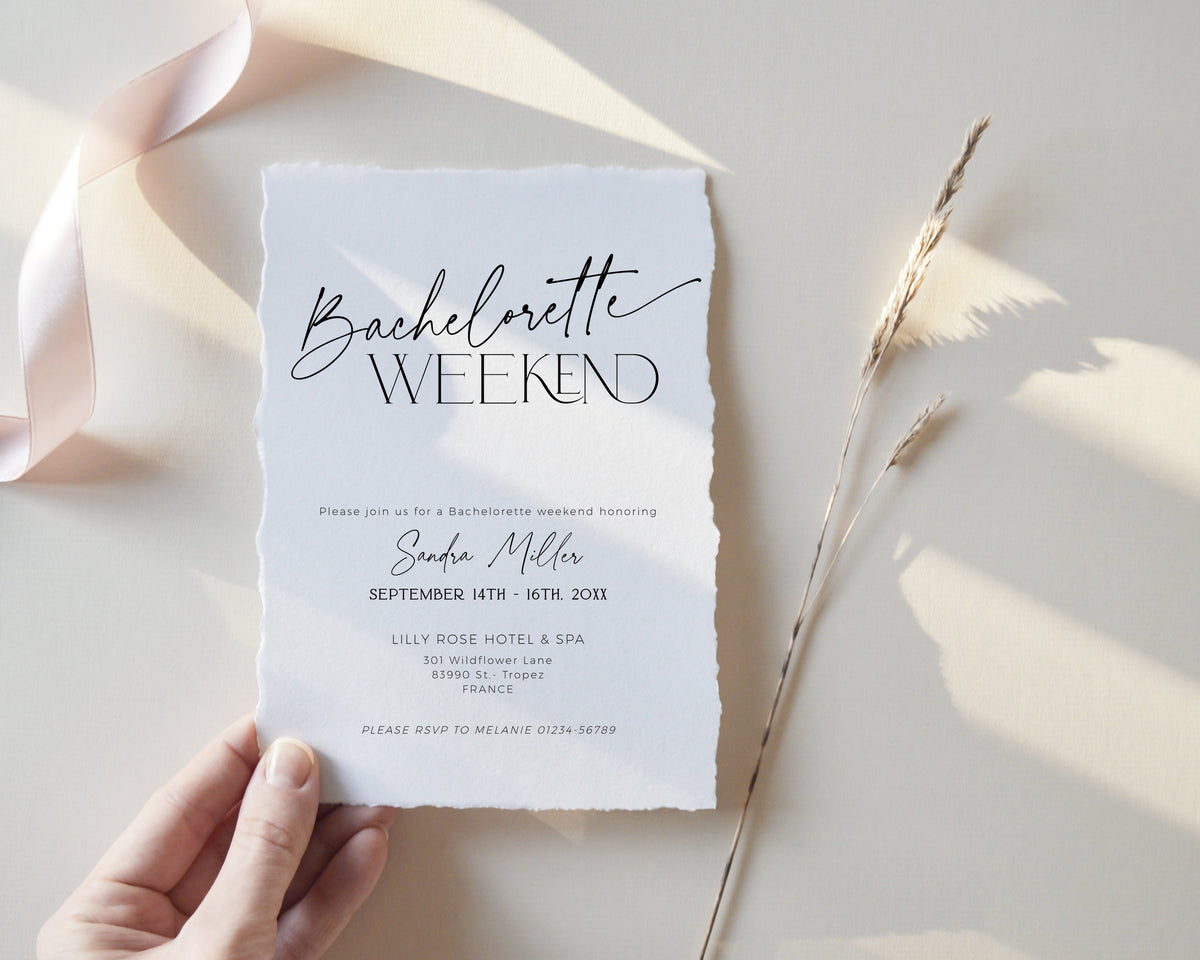 Minimalist Bachelorette Weekend Itinerary Invitation