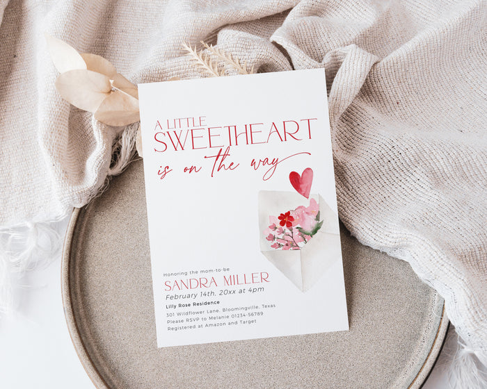 Floral Valentines Baby Shower Invitation