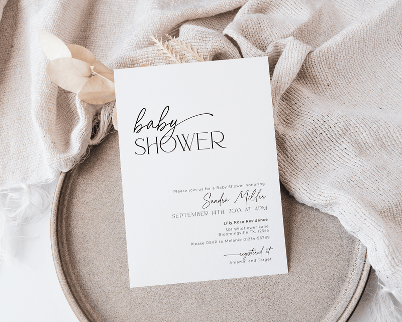 Minimalist Baby Shower Invitation