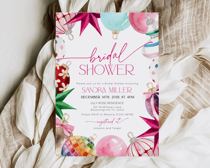 Bright Christmas Bridal Shower Invitation