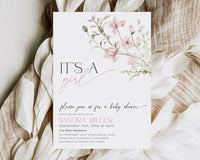 Dusty Pink Floral Baby Shower Invitation