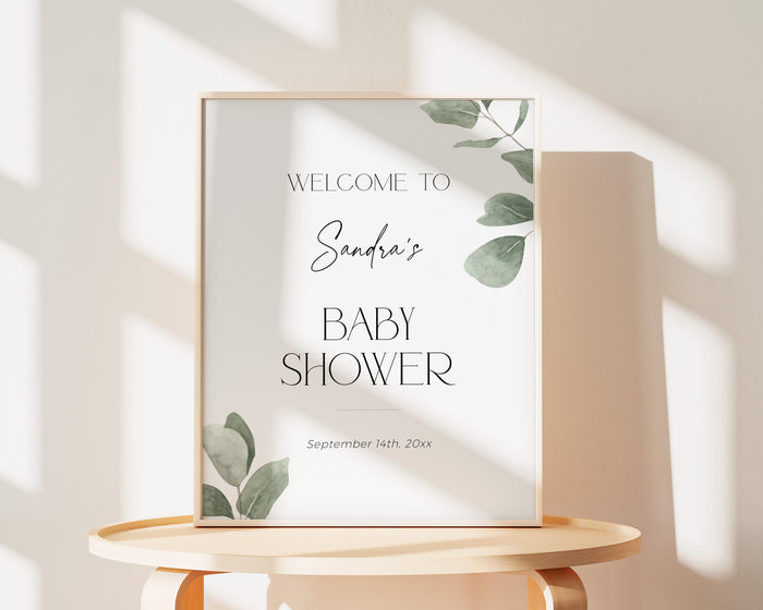 Eucalyptus Baby Shower Welcome Sign