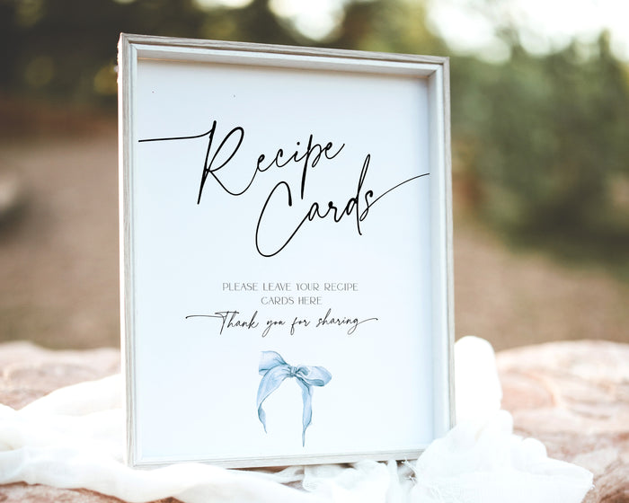 She is tying the knot blue Recipe Cards Sign