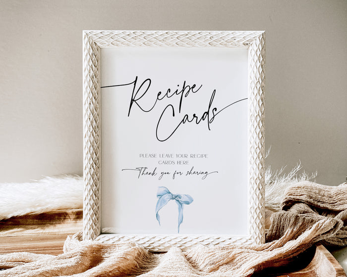 She is tying the knot blue Recipe Cards Sign