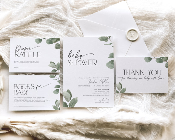 Eucalyptus Baby Shower Invitation Bundle