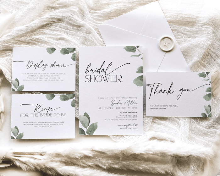 Eucalyptus Bridal Shower Invitation Bundle