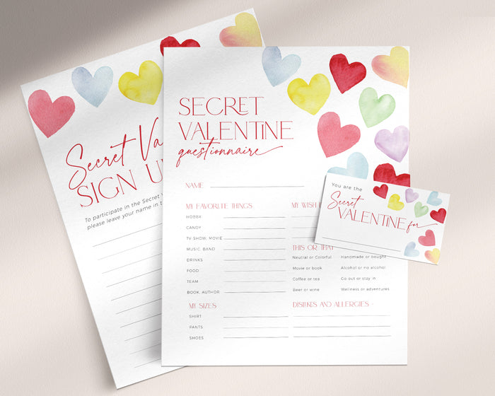 Retro Hearts Secret Valentine Questionnaire