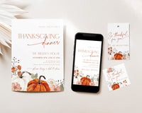 Pumpkin Flowers Thanksgiving Dinner Invitation Set