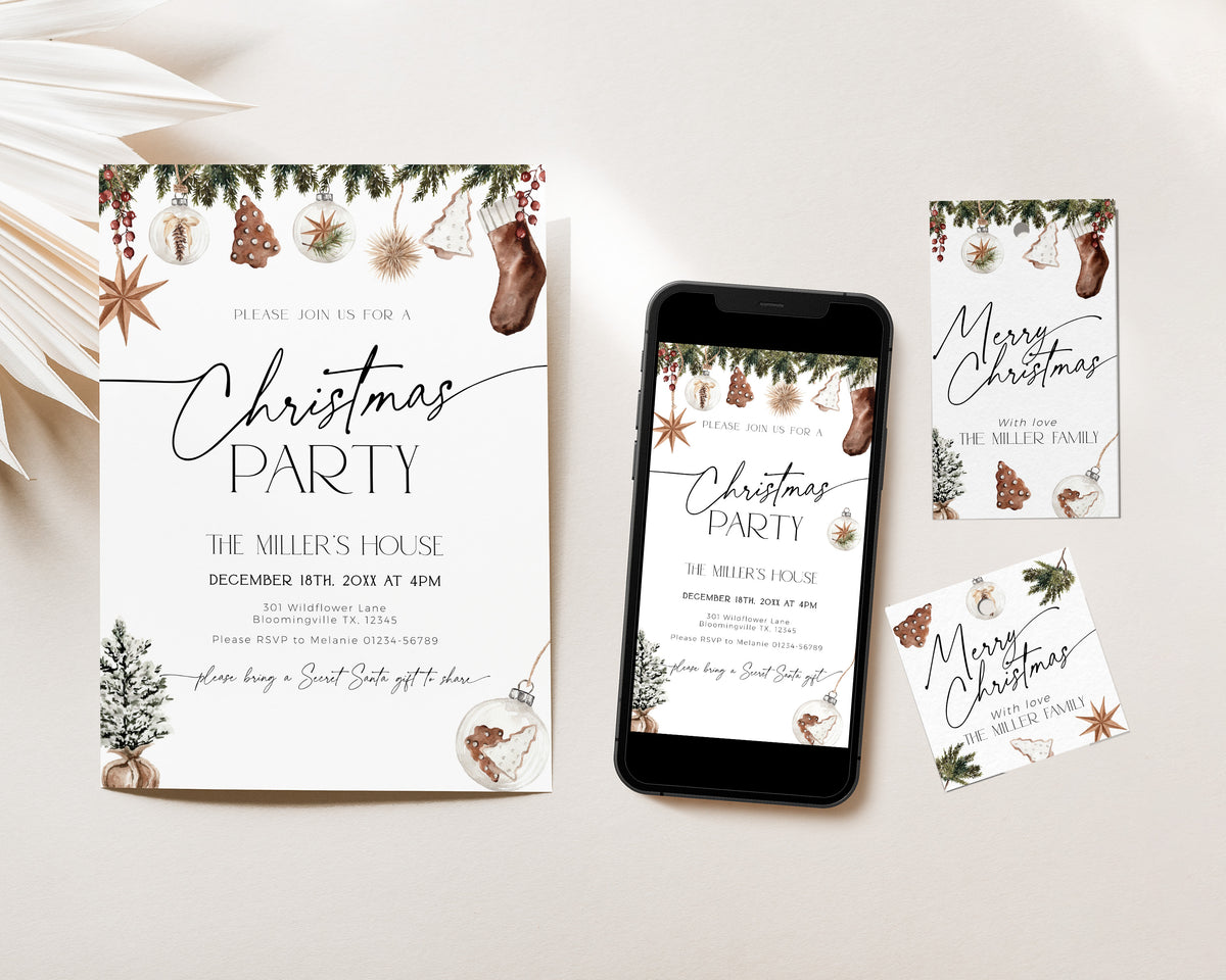 Cozy Christmas Party Invitation Set