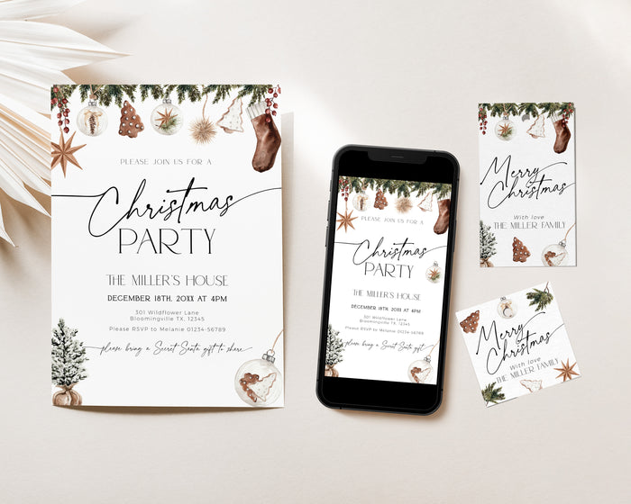 Cozy Christmas Party Invitation Set