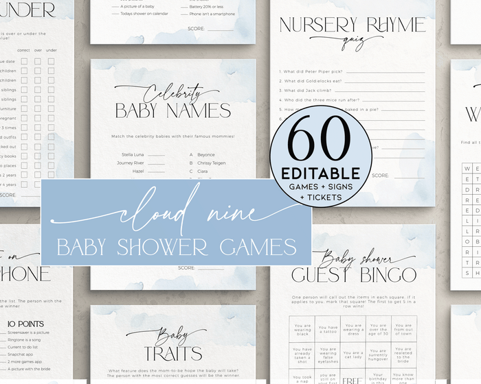 Cloud Nine Baby Shower Game Bundle