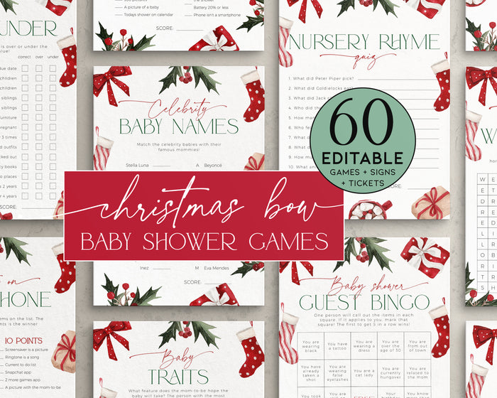 Christmas Stockings Baby Shower Games Bundle