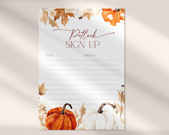 Thanksgiving Sign-Up Sheet