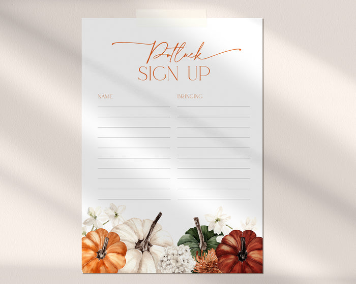 Colorful Thanksgiving Sign Up Sheet