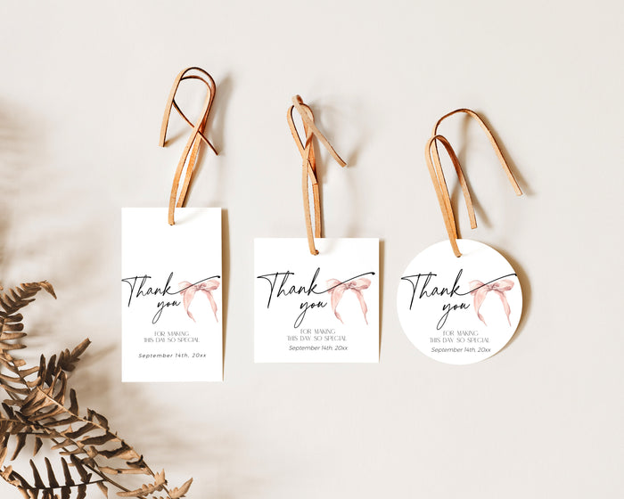 Pink Bow Thank You Tag