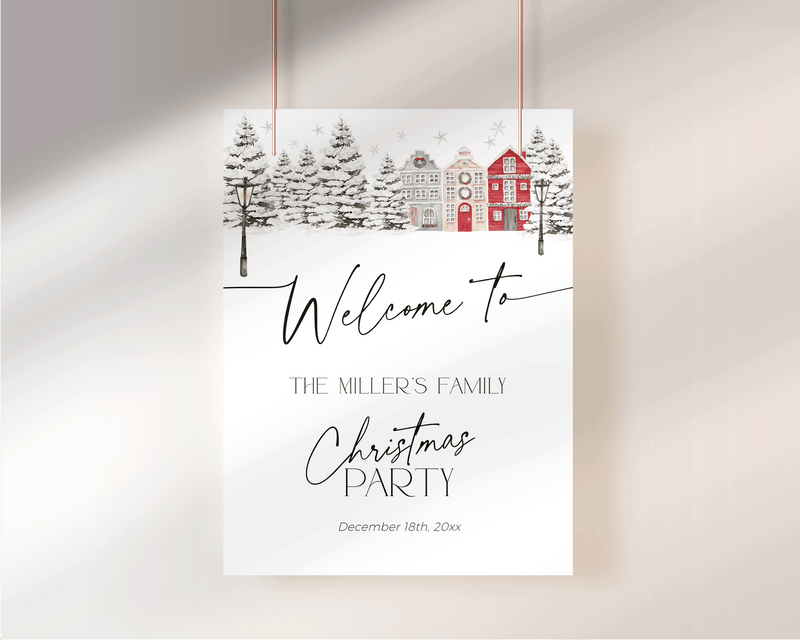 Christmas Village Party Welcome Sign