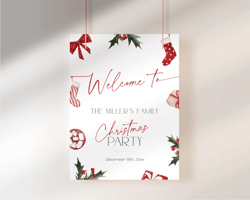 Christmas Stockings Party Welcome Sign