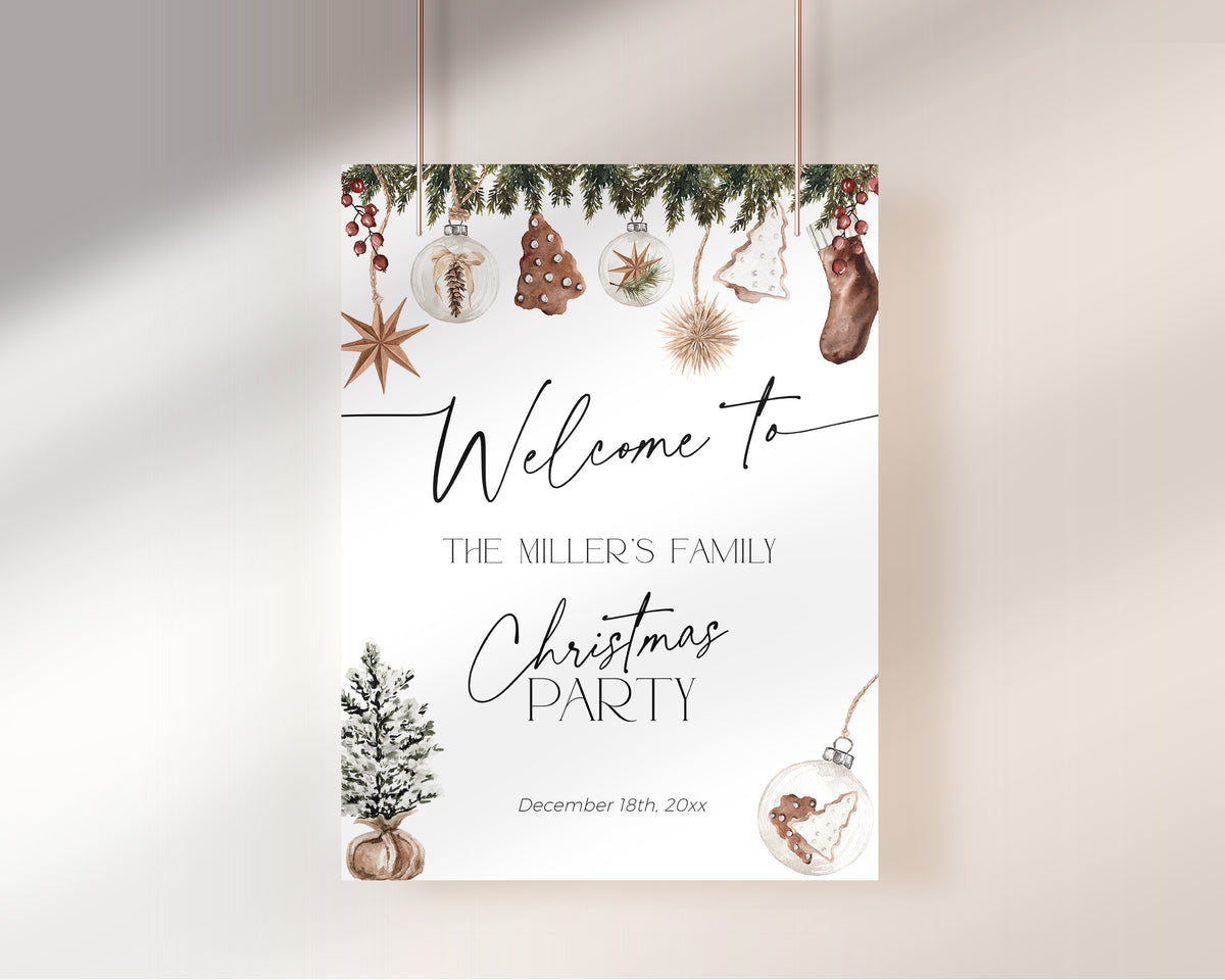 Cozy Christmas Party Welcome Sign