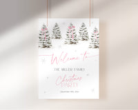 Pink Bow Christmas Party Welcome Sign