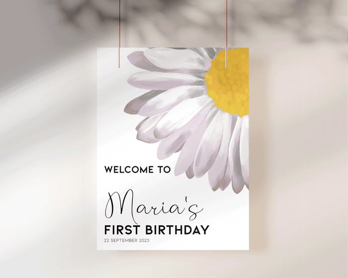 Floral Daisy Birthday Welcome Sign