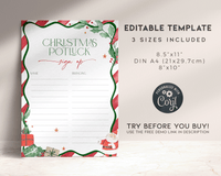 Red Christmas Potluck List Sign Up