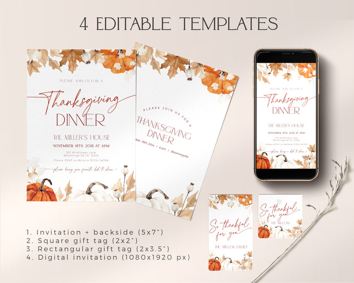 Thanksgiving Dinner Invitation Set