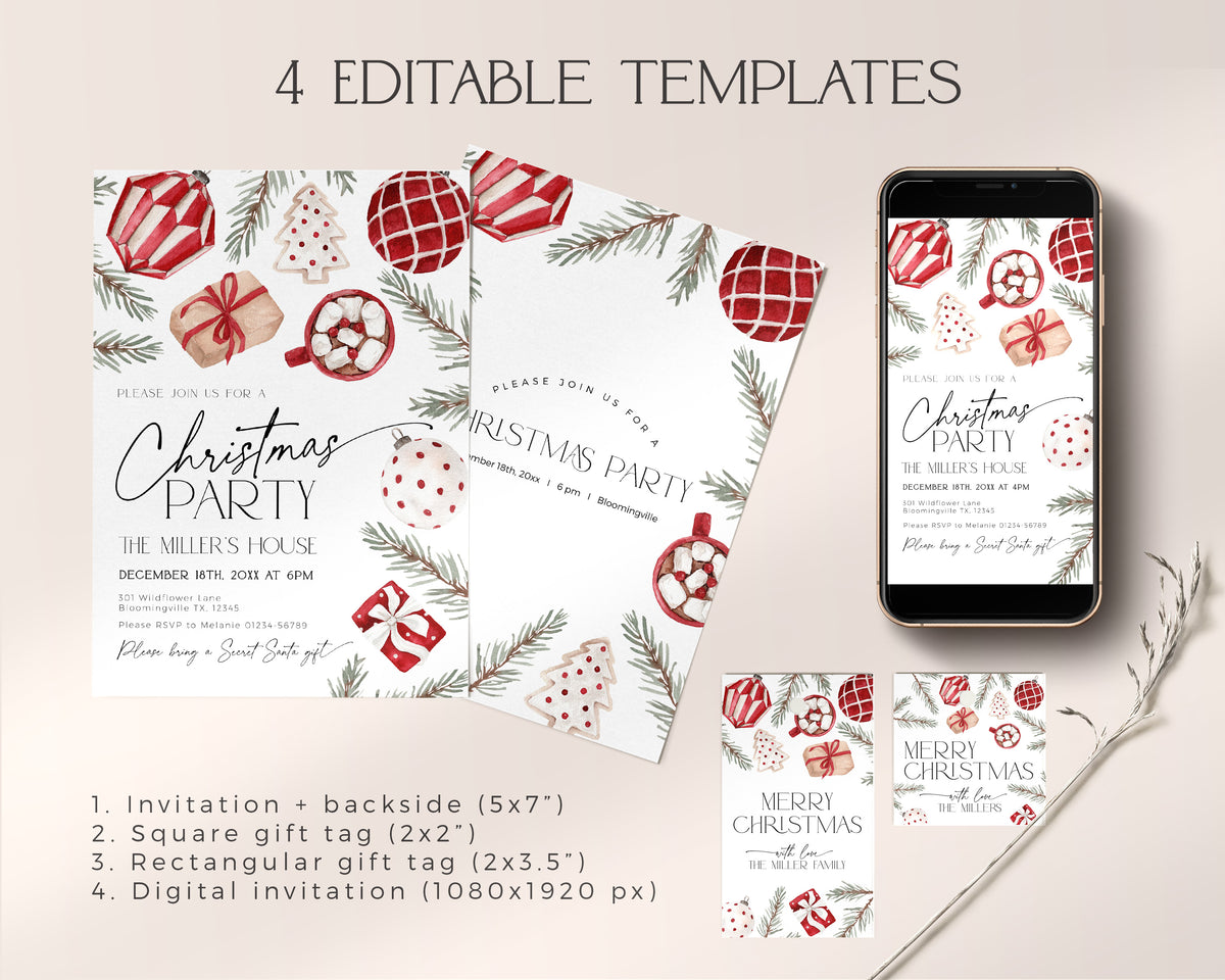 Christmas Party Invitation Set