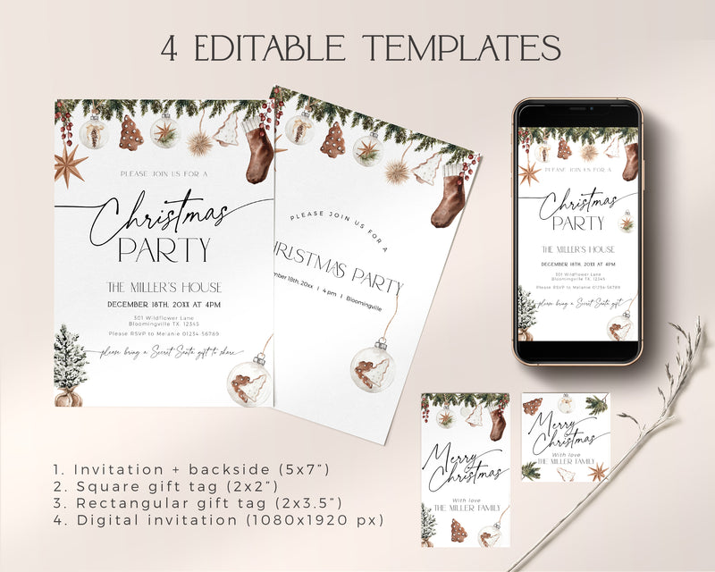 Cozy Christmas Party Invitation Set