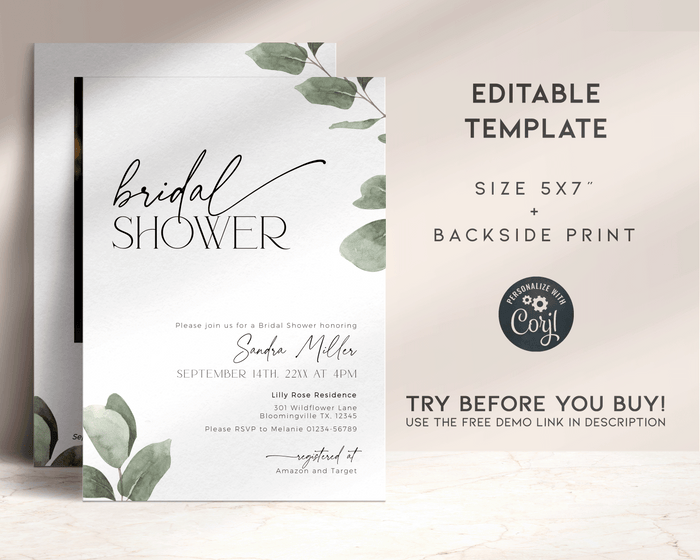 Eucalyptus Bridal Shower Invitation