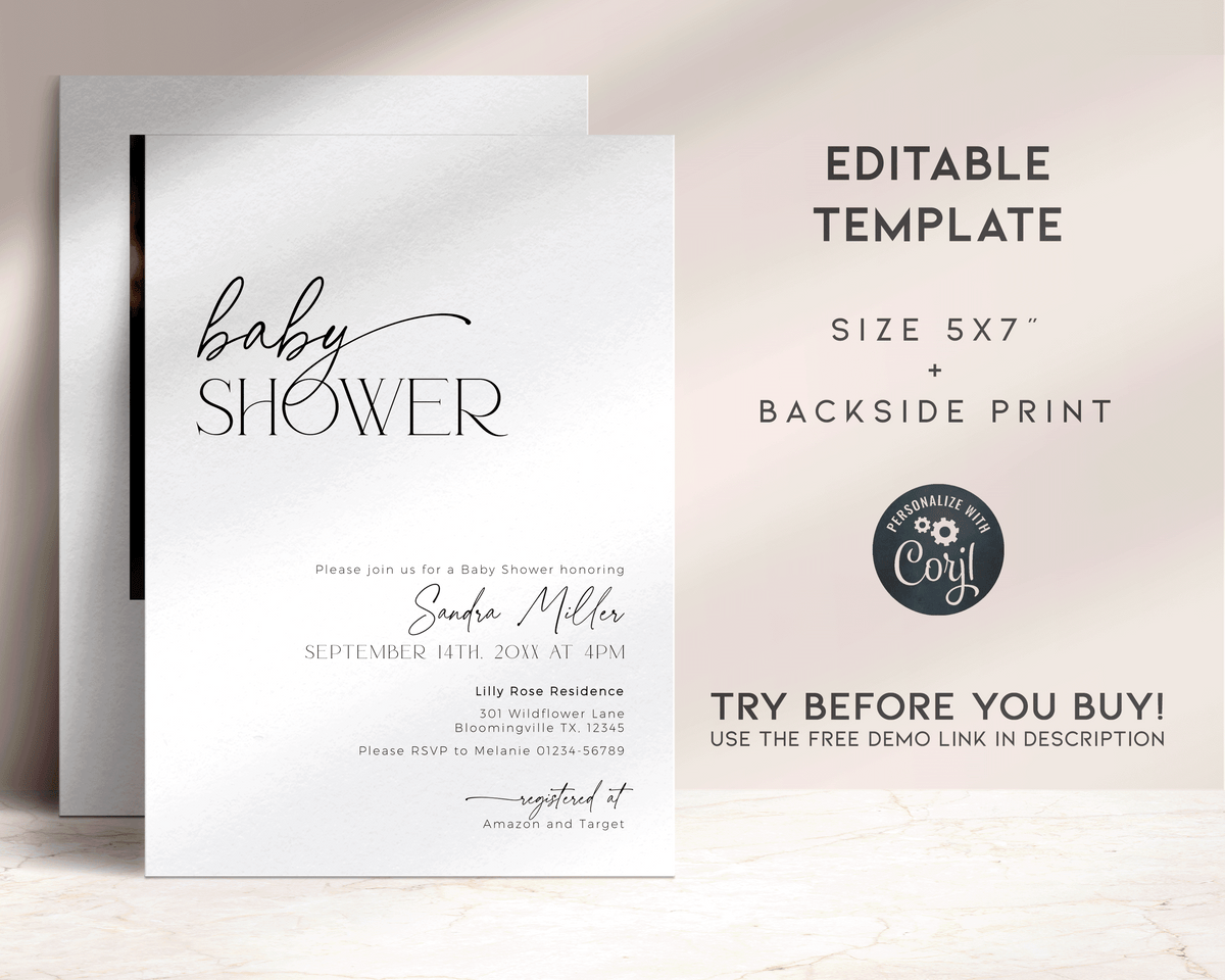 Minimalist Baby Shower Invitation