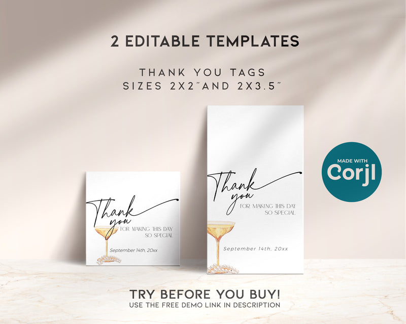 Pearls and Prosecco Thank You Tag