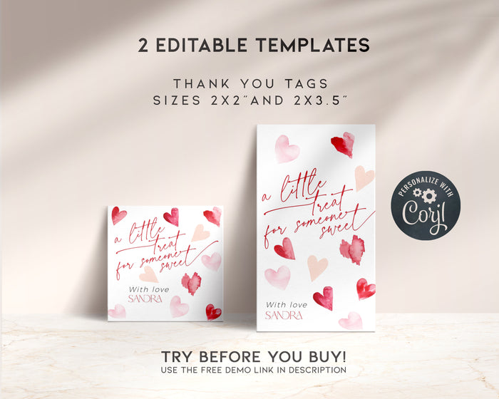 Pink Valentines Day Gift Tag