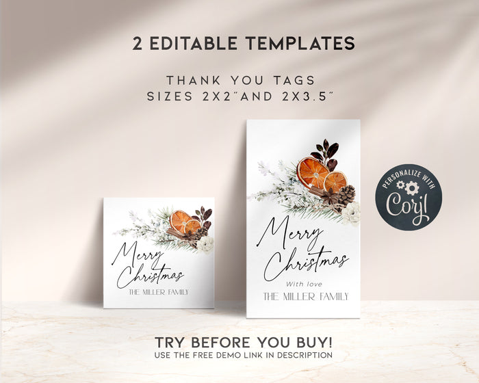 Winter Orange Christmas Gift Tag