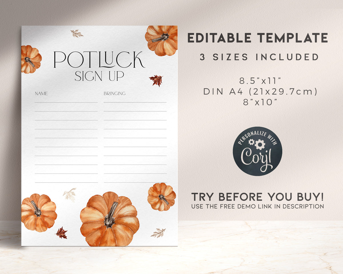 Pumpkin Thanksgiving Sign-Up Sheet – KleinArt Design pumpkin-thanksgiving-sign-up-sheet-kleinart-design