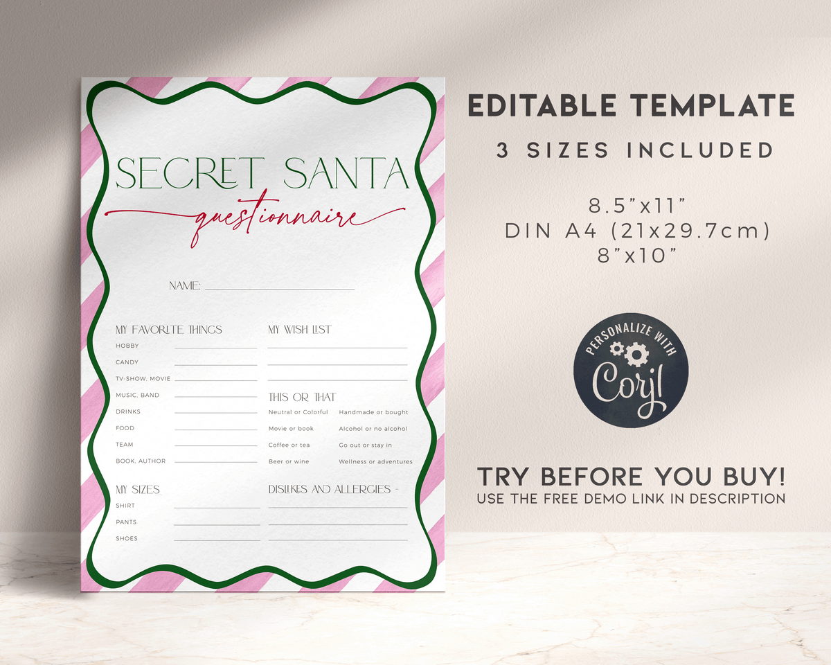 Pink Secret Santa Questionnaire