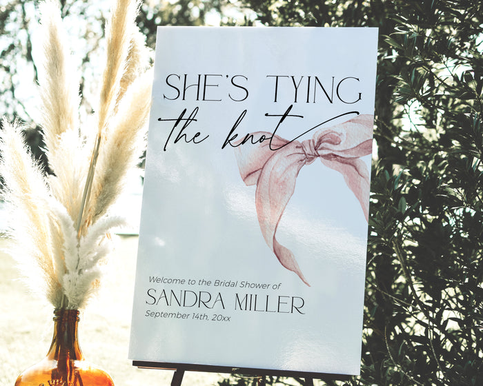 She is tying the knot Bridal Shower Welcome Sign